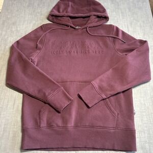 Icewear Iceland Hoodie Mens Small Maroon Sweatshirt Kangaroo Pocket Logo Hiking